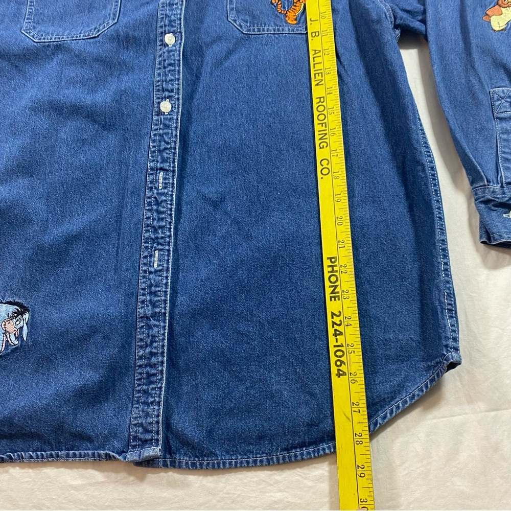 Disney Button Down Denim Shirt Top Embroidered Winnie Pooh Kanga Roo Casual - Picture 6 of 11